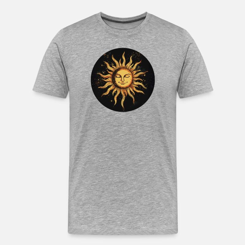 Sonne - Männer Premium Bio T-Shirt - Grau meliert