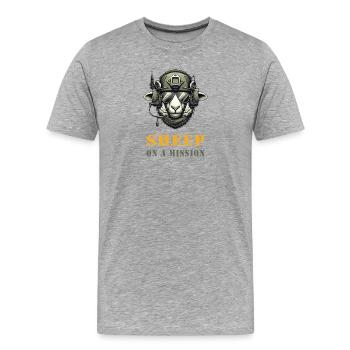 Schaf in Mission - Männer Premium Bio T-Shirt - Grau meliert - Vorne - Damien (186cm)