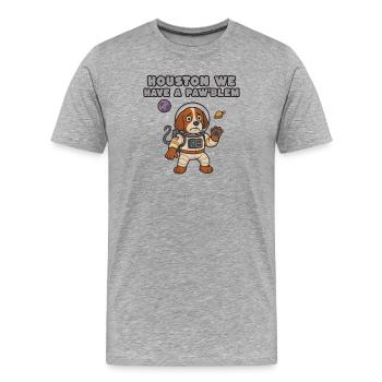 Space Dog in Spacesuit – Paw'blem - Men's Premium Organic T-Shirt - heather grey - Front - Damien (186cm)