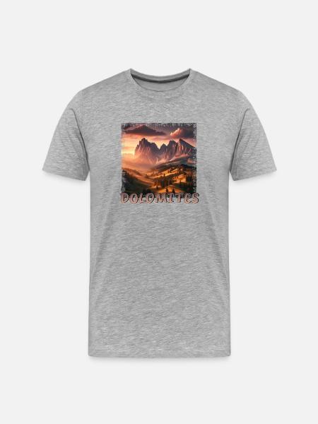 Beautiful Dolomites Hike Tyrol Sunset - Men's Premium Organic T-Shirt - heather grey