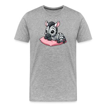 Süßes rosa Zebra cartoon chillt entspannt - Männer Premium Bio T-Shirt - Grau meliert - Vorne - Damien (186cm)
