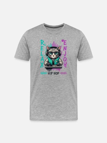 CatDJ Hip-Hop Splash - Men's Premium Organic T-Shirt - heather grey
