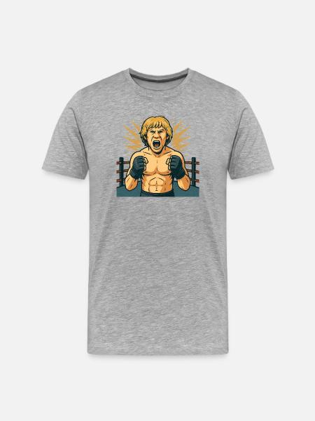 Combative boxing hero comic style - Men's Premium Organic T-Shirt - heather grey