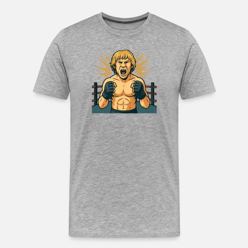 Kämpferischer Boxheld Comicstil - Männer Premium Bio T-Shirt - Grau meliert