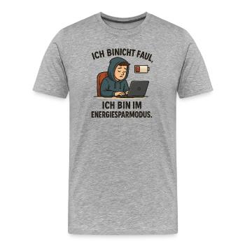 Ich bin nicht faul - Männer Premium Bio T-Shirt - Grau meliert - Vorne - Damien (186cm)