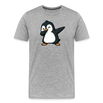 pingouin mignon dabbing cool dessin animé clin d’œil - T-shirt bio Premium Homme - gris chiné - Devant - Damien (186cm)