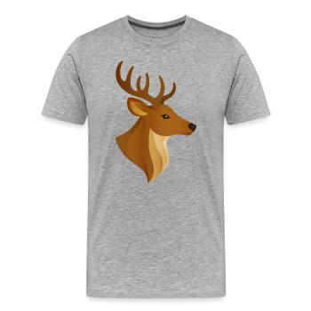 Majestic Deer Head – Noble Forest Dweller Motif - Men's Premium Organic T-Shirt - heather grey - Front - Damien (186cm)