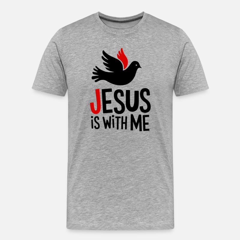 Jesus is with me - Männer Premium Bio T-Shirt - Grau meliert