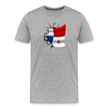 Flag of Panama - Panama - Flag Broken Design - Men's Premium Organic T-Shirt - heather grey - Front - Damien (186cm)