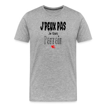 J'Peux Pas Je suis Parrain - T-shirt bio Premium Homme - gris chiné - Devant - Damien (186cm)