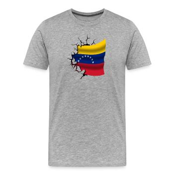 Flagge von Venezuela - Venezuela - Flagge gebrochen - Männer Premium Bio T-Shirt - Grau meliert - Vorne - Damien (186cm)