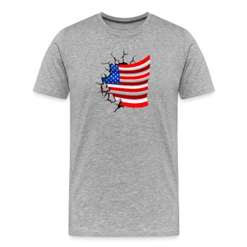 Flag of the United States - USA - Flag Broken Desi - Men's Premium Organic T-Shirt - heather grey - Front - Damien (186cm)