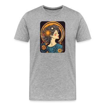 Frauenkopf Blumen Weltfrauentag Kreativ Abstrakte - Männer Premium Bio T-Shirt - Grau meliert - Vorne - Damien (186cm)