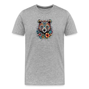 Waschbaer im Tattoo Style - Männer Premium Bio T-Shirt - Grau meliert - Vorne - Damien (186cm)