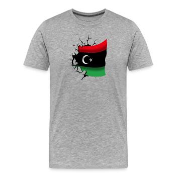 Flagge von Libyen - Libyen - Flagge Broken Design - Männer Premium Bio T-Shirt - Grau meliert - Vorne - Damien (186cm)