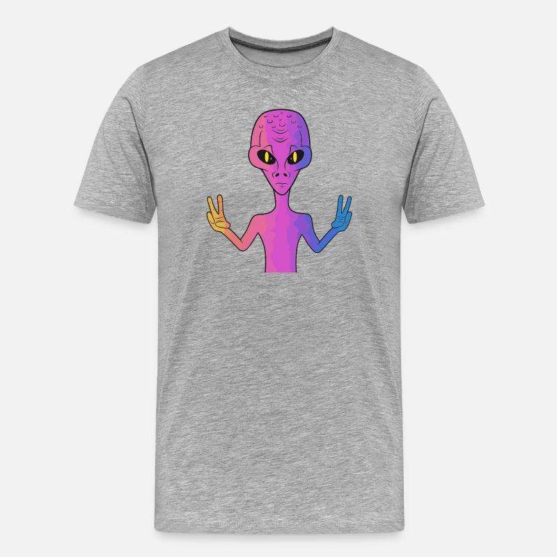 Peace Alien - Männer Premium Bio T-Shirt - Grau meliert