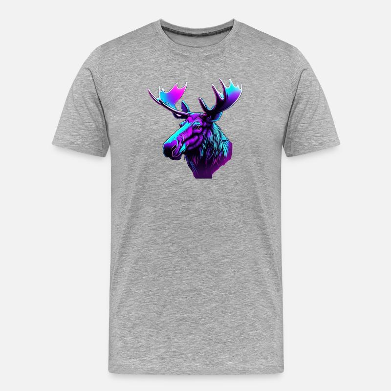 Neon-Elch: Mystischer Farbrausch - Männer Premium Bio T-Shirt - Grau meliert