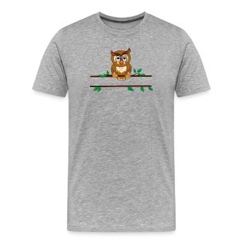 Uiltje s’envole – personnel - T-shirt bio Premium Homme - gris chiné - Devant - Damien (186cm)