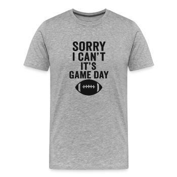 Désolé, je ne peux pas - c’est le football du jour du match - T-shirt bio Premium Homme - gris chiné - Devant - Damien (186cm)