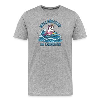 Cooles Jetski Einhorn - Männer Premium Bio T-Shirt - Grau meliert - Vorne - Damien (186cm)