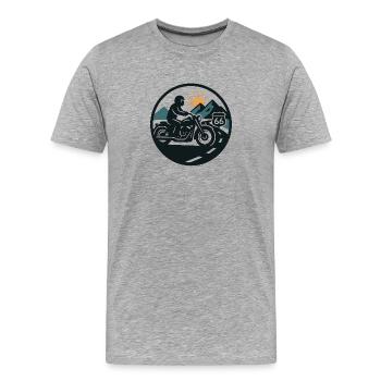Straßen Biker Sonnenuntergang - Männer Premium Bio T-Shirt - Grau meliert - Vorne - Damien (186cm)