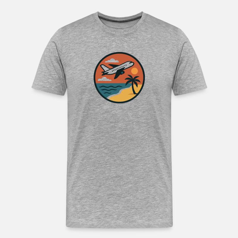 Sonnenuntergang Strandflug Patch - Männer Premium Bio T-Shirt - Grau meliert