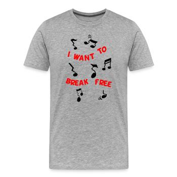 Valse Noten Liberté rouge - T-shirt bio Premium Homme - gris chiné - Devant - Damien (186cm)