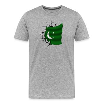 Flag of Pakistan - Pakistan - Flag Broken - Men's Premium Organic T-Shirt - heather grey - Front - Damien (186cm)