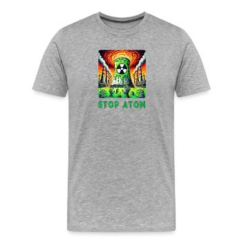 Stop Atom – Radioactif - T-shirt bio Premium Homme - gris chiné - Devant - Damien (186cm)