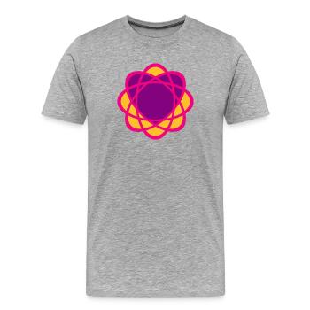 Coeur Mandala Yoga Mariage Amour Symbole Violet Rose - T-shirt bio Premium Homme - gris chiné - Devant - Damien (186cm)