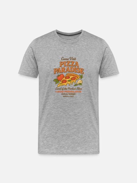 Pizza Paradise - Männer Premium Bio T-Shirt - Grau meliert