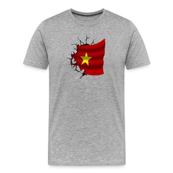 Flag of Vietnam - Vietnam - Flag Broken Design - Men's Premium Organic T-Shirt - heather grey - Front - Damien (186cm)