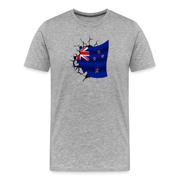 Drapeau de la Nouvelle-Zélande - Nouvelle-Zélande - Drapeau - T-shirt bio Premium Homme - gris chiné - Devant - Damien (186cm)