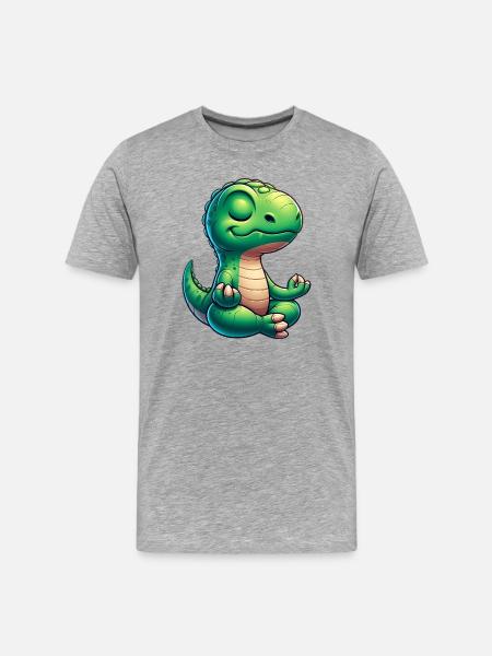 Dino T-Rex Dinosaur Yoga Meditation Slap af - Herre Premium T-shirt økologisk - grå meleret