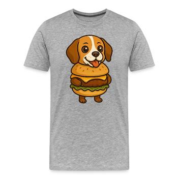 Drôle de beagle avec burger drôle d’animal mythique - T-shirt bio Premium Homme - gris chiné - Devant - Damien (186cm)
