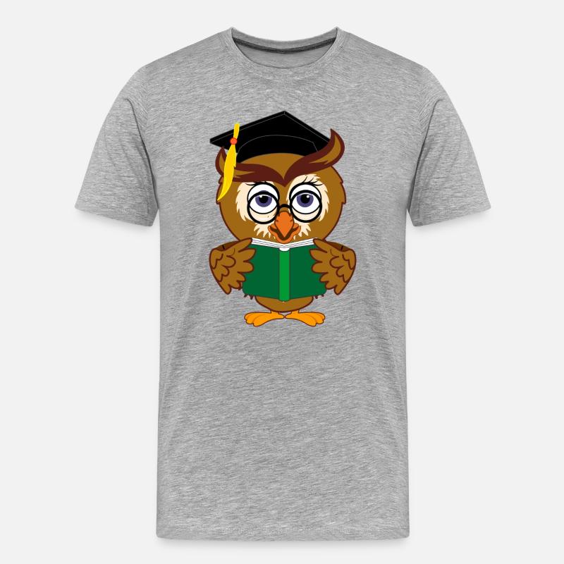 Leseeule mit Smart Book - Männer Premium Bio T-Shirt - Grau meliert