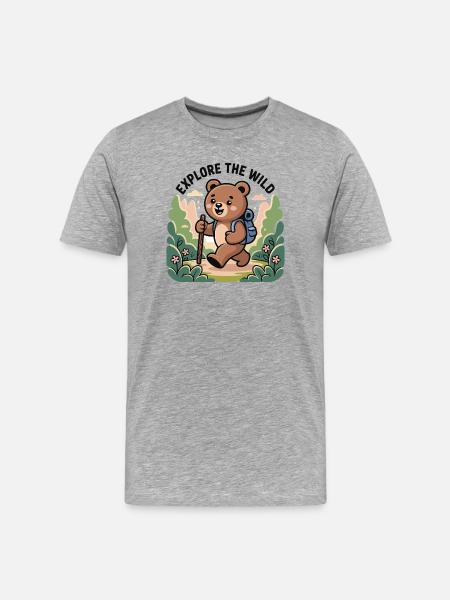 Explore the Wild Bear Illustration - Men's Premium Organic T-Shirt - heather grey