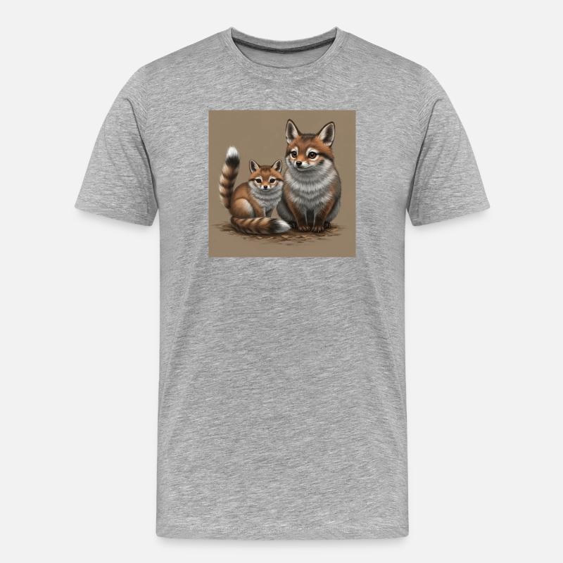 Verspielte Fuchs-Mutter und Kind - Männer Premium Bio T-Shirt - Grau meliert