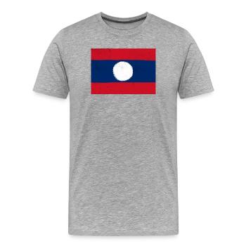Flag of Laos - Men's Premium Organic T-Shirt - heather grey - Front - Damien (186cm)