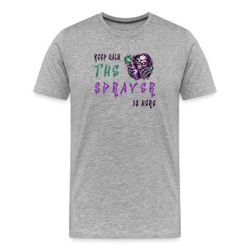 Keep Calm – The Sprayer - Men's Premium Organic T-Shirt - heather grey - Front - Damien (186cm)