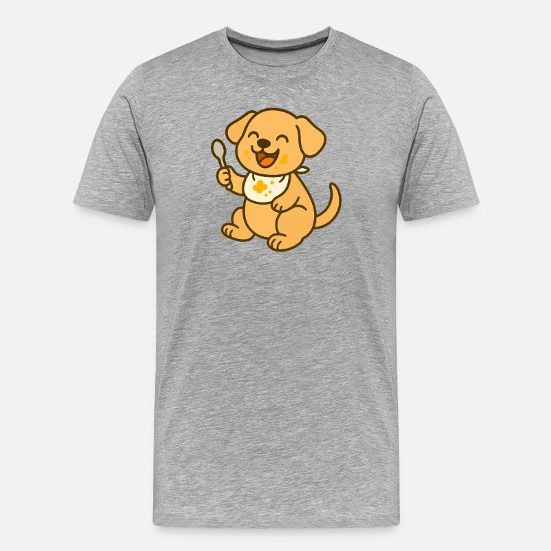 Futtern mit Welpenliebe - Männer Premium Bio T-Shirt - Grau meliert