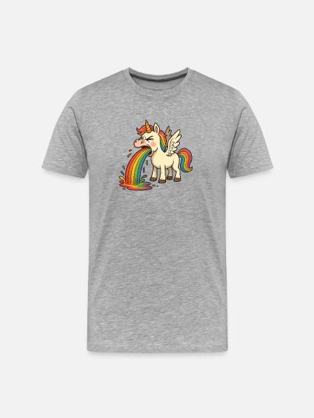 Regenbogeneinhorn - Männer Premium Bio T-Shirt - Grau meliert