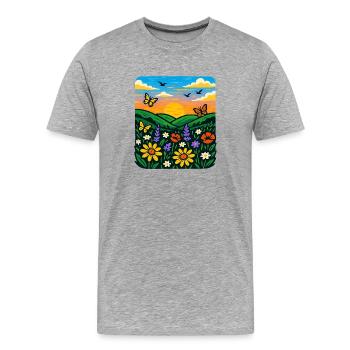 Summer Meadow - Men's Premium Organic T-Shirt - heather grey - Front - Damien (186cm)