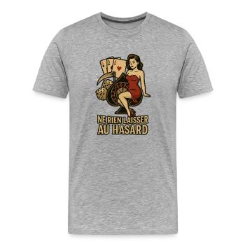 Ne rien laisser au hasard - T-shirt bio Premium Homme - gris chiné - Devant - Damien (186cm)