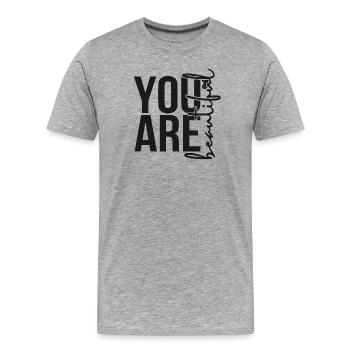 You are Beautiful - Black - Männer Premium Bio T-Shirt - Grau meliert - Vorne - Damien (186cm)