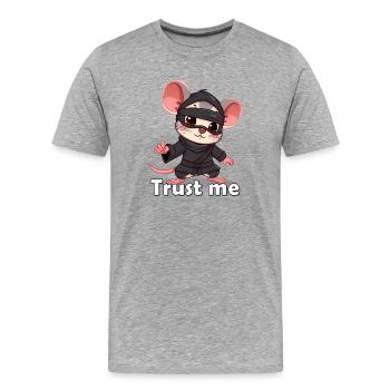 Little Ninja Mice Motif Print - Men's Premium Organic T-Shirt - heather grey - Front - Damien (186cm)