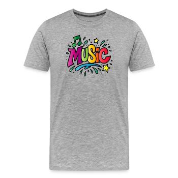 Musique – Typographie colorée avec symbole de note - T-shirt bio Premium Homme - gris chiné - Devant - Damien (186cm)