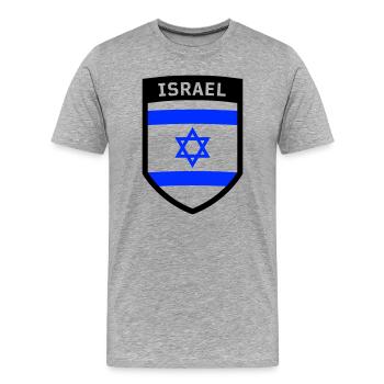 Armoiries Israël Étoile de David Drapeau juif Porte-drapeau - T-shirt bio Premium Homme - gris chiné - Devant - Damien (186cm)