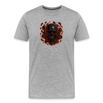 Flammender Totenkopf - Männer Premium Bio T-Shirt - Grau meliert - Vorne - Damien (186cm)