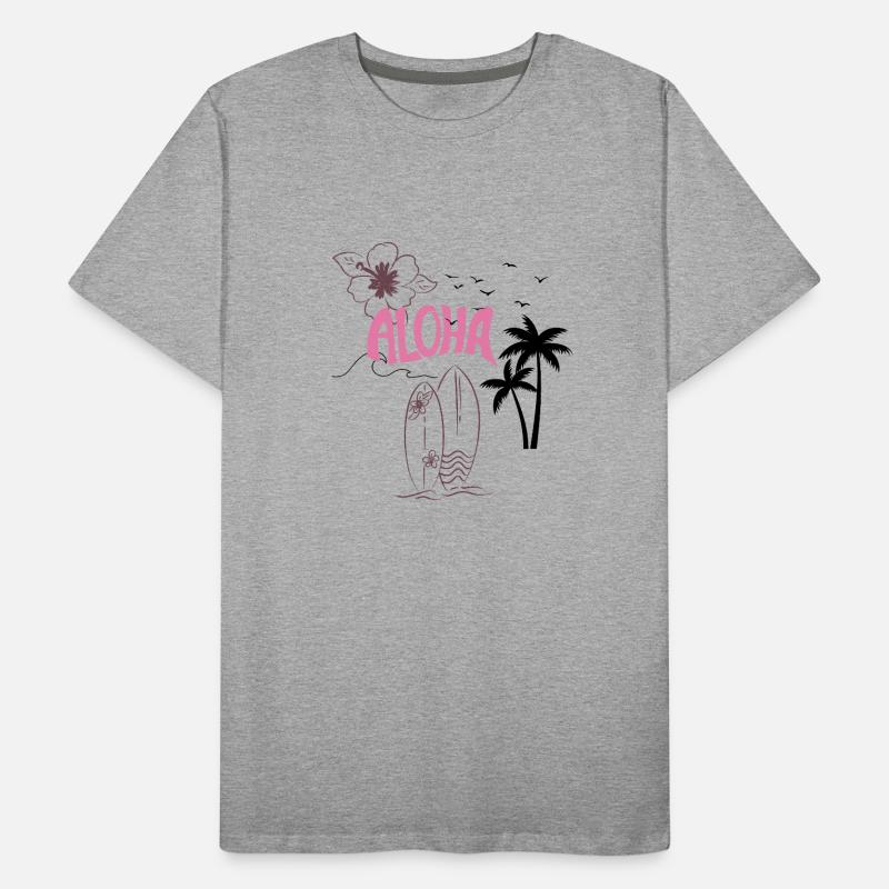 Conception de la plage de surf Aloha T-shirt bio Premium Homme